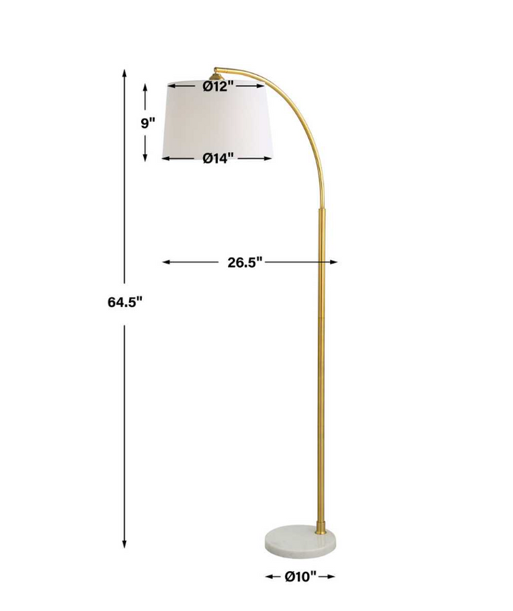 Curved Arc Floor Lamp, Gold