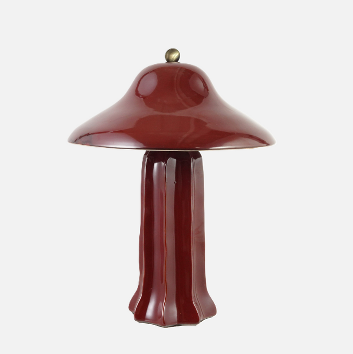 Stoneware Fluted Table Lamp, Burgundy