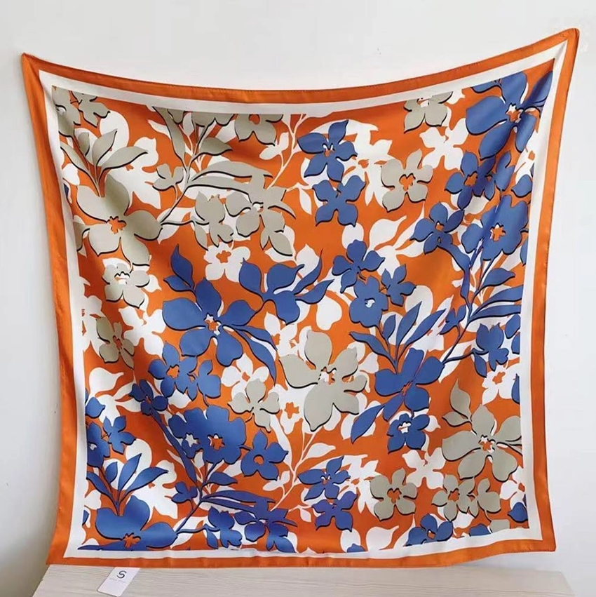 Floral Silk Feel Square Scarf - 13 Hub Lane   |  