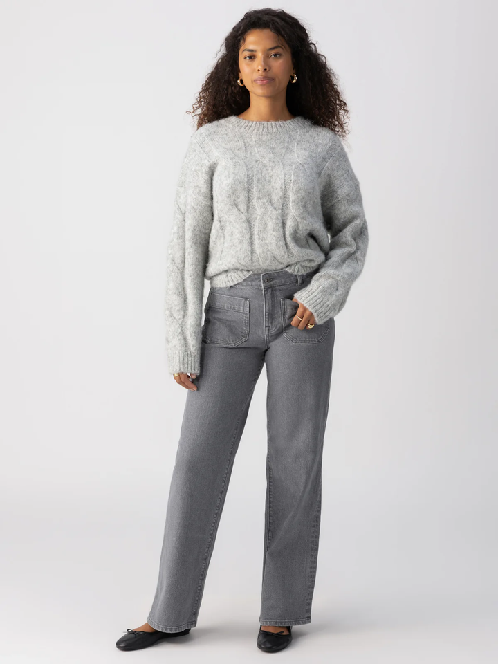 Cable Crew Sweater Heather Grey