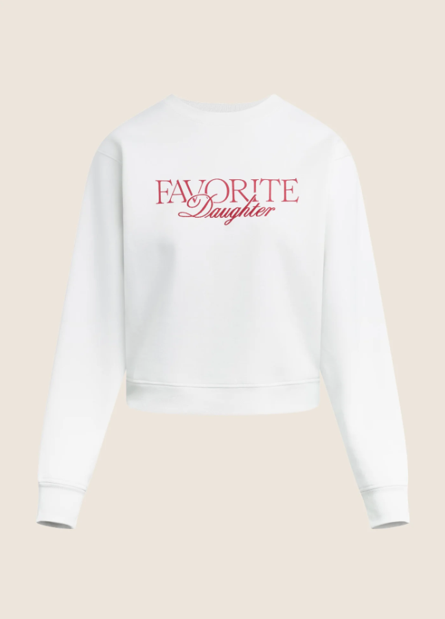 Favorite Daughter Embroidery Ritzy Classic Sweatshirt, Sugar & True Red