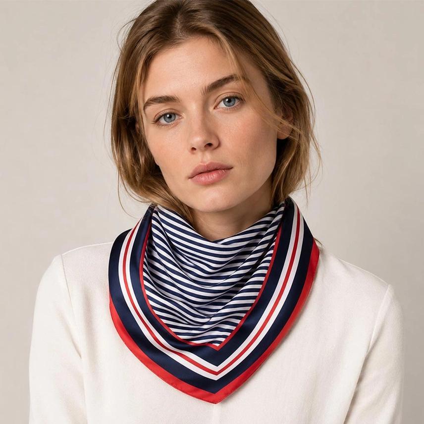 Classic Striped Border Bandana Scarf