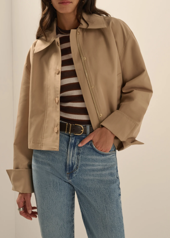 Rue Cropped Trench, Khaki