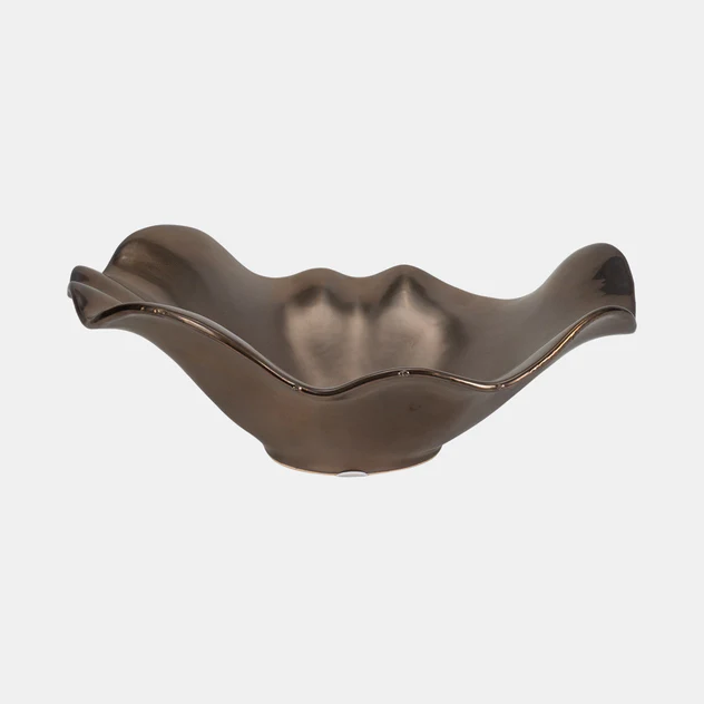 Bronze Metal Ruffled Edge Bowl