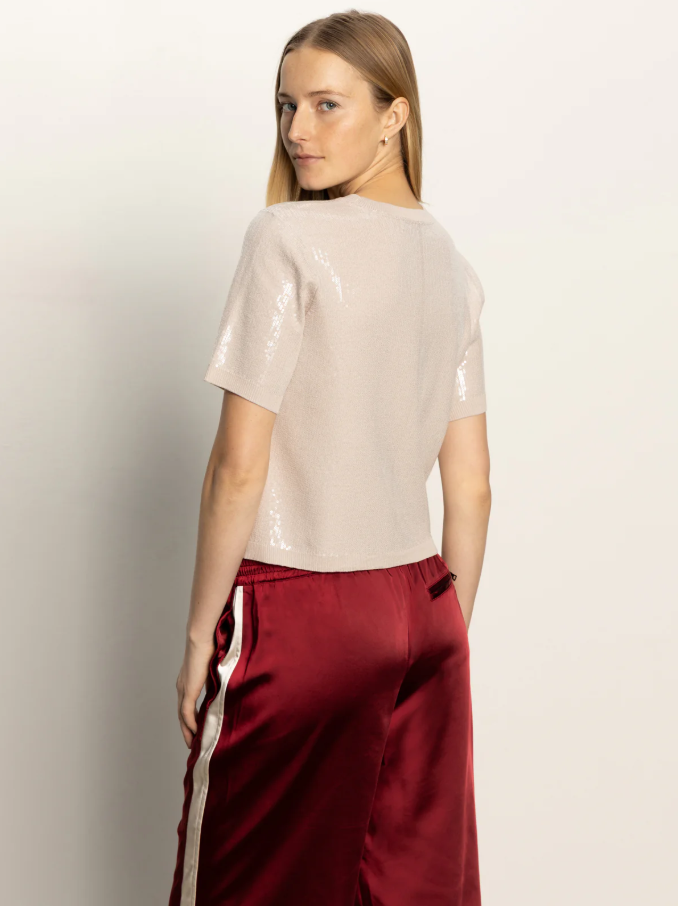 Sparkle Sequin Sweater, Mother of Pearl - 13 Hub Lane   |  Crewneck Sweaters