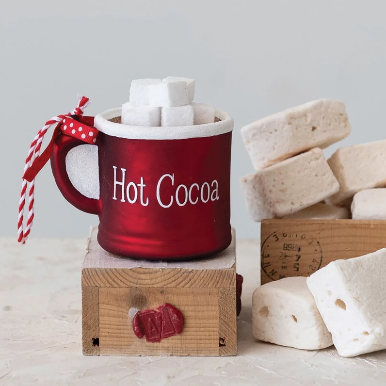 "Hot Cocoa" Glass Ornament