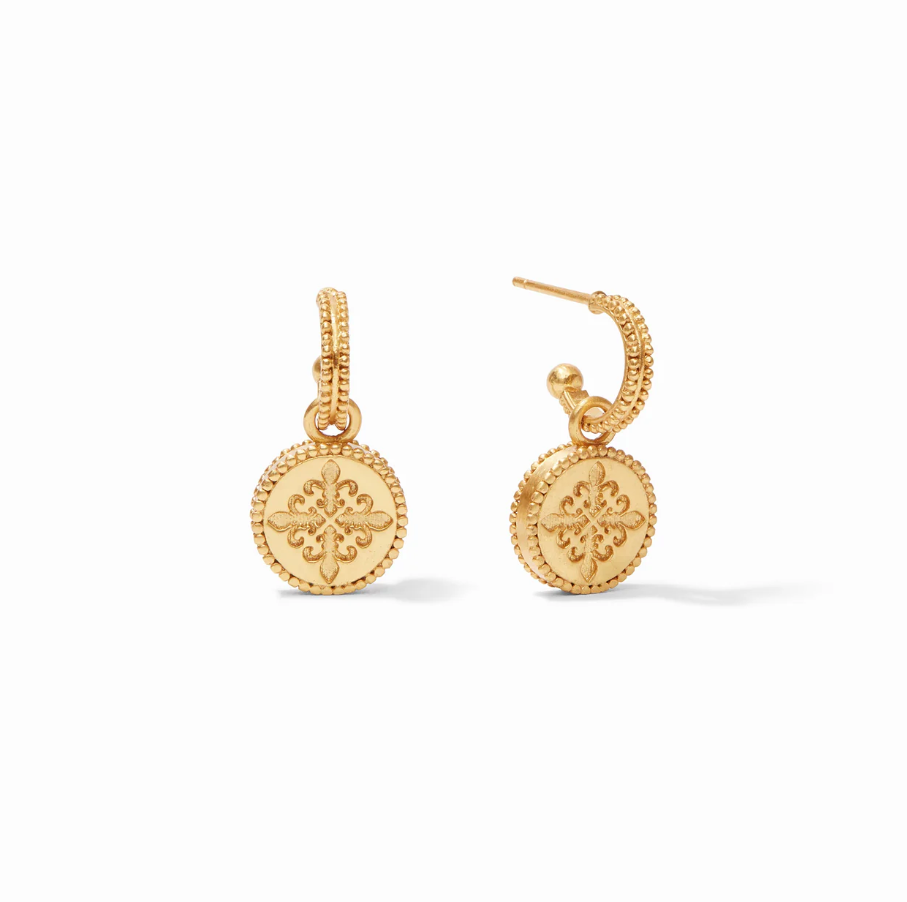 Julie Vos Fleur-De-Lis Hoop & Charm Earrings