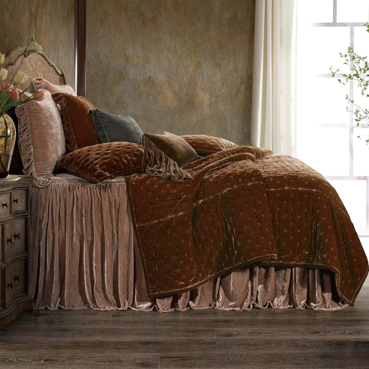 Stella Faux Silk Velvet, Copper Brown - 13 Hub Lane   |  