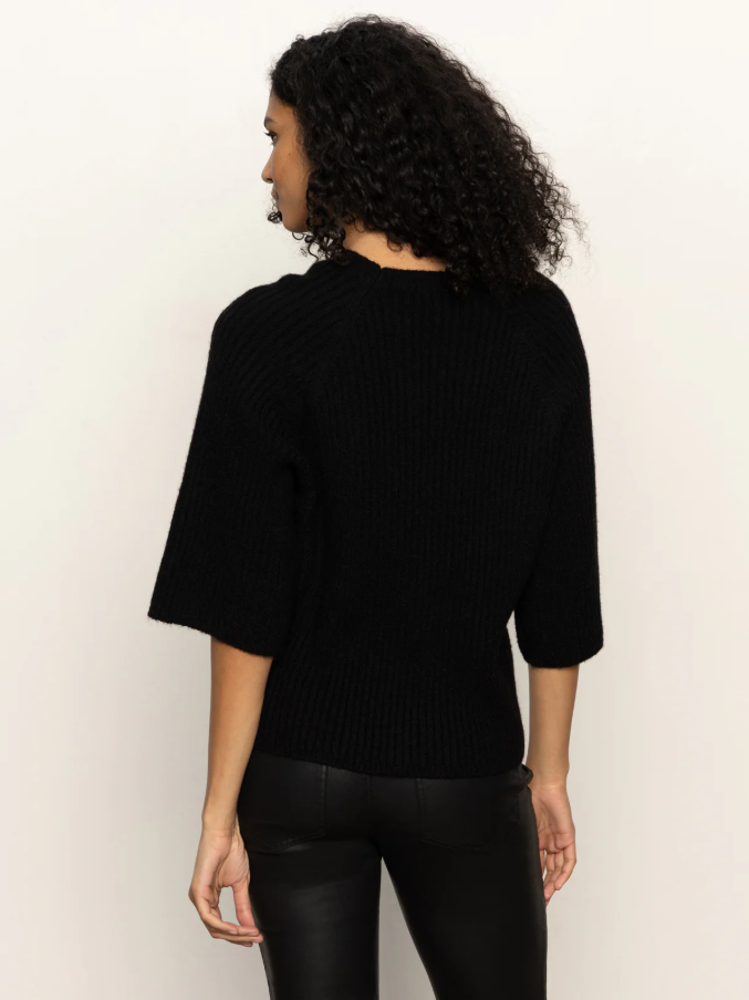 Ribbed Sweater Tee, Black - 13 Hub Lane   |  Crewneck Sweaters