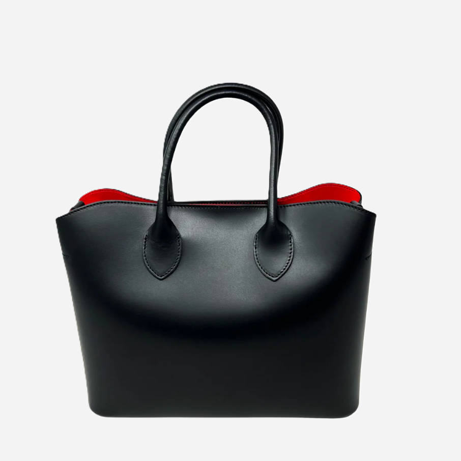 Italian Leather Red Interior Bag, Black