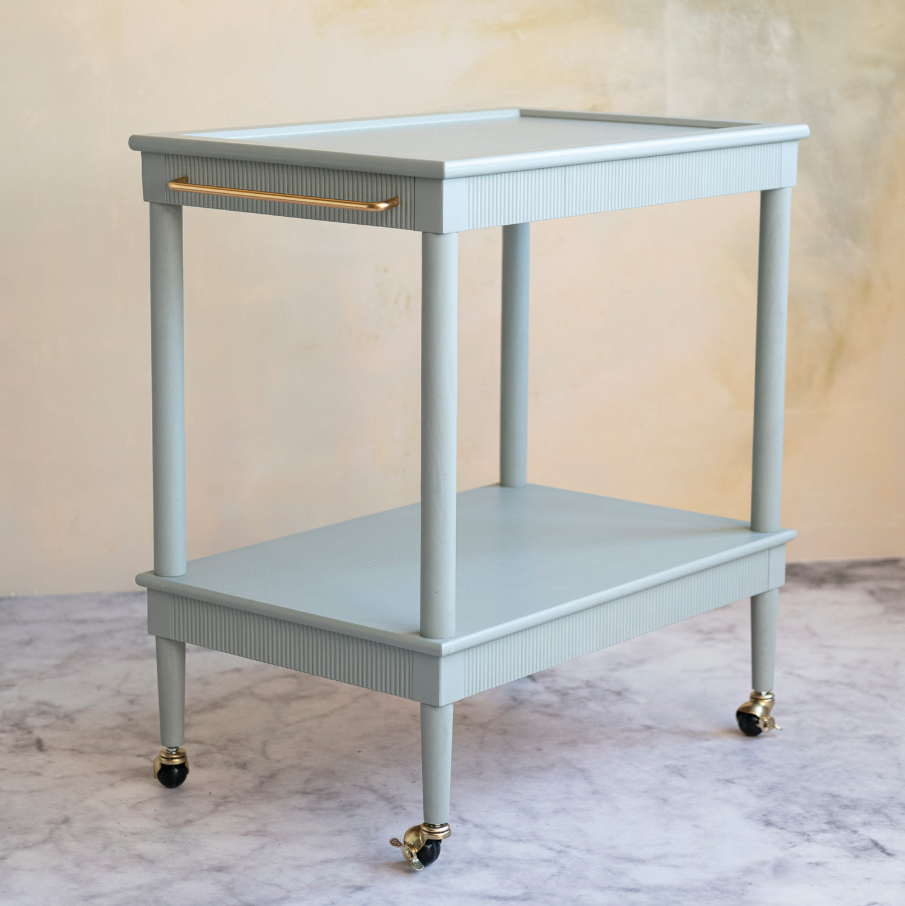 2-Tier Bar Cart w/ Gold Finish, Casters & Fluted Edge - 13 Hub Lane   |  