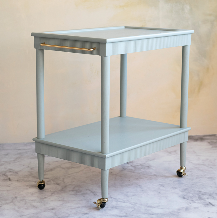 2-Tier Bar Cart w/ Gold Finish, Casters & Fluted Edge - 13 Hub Lane   |  