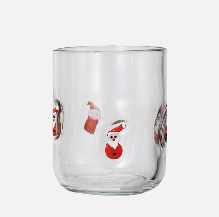Drinking Glass w/ Embedded Holiday Icon