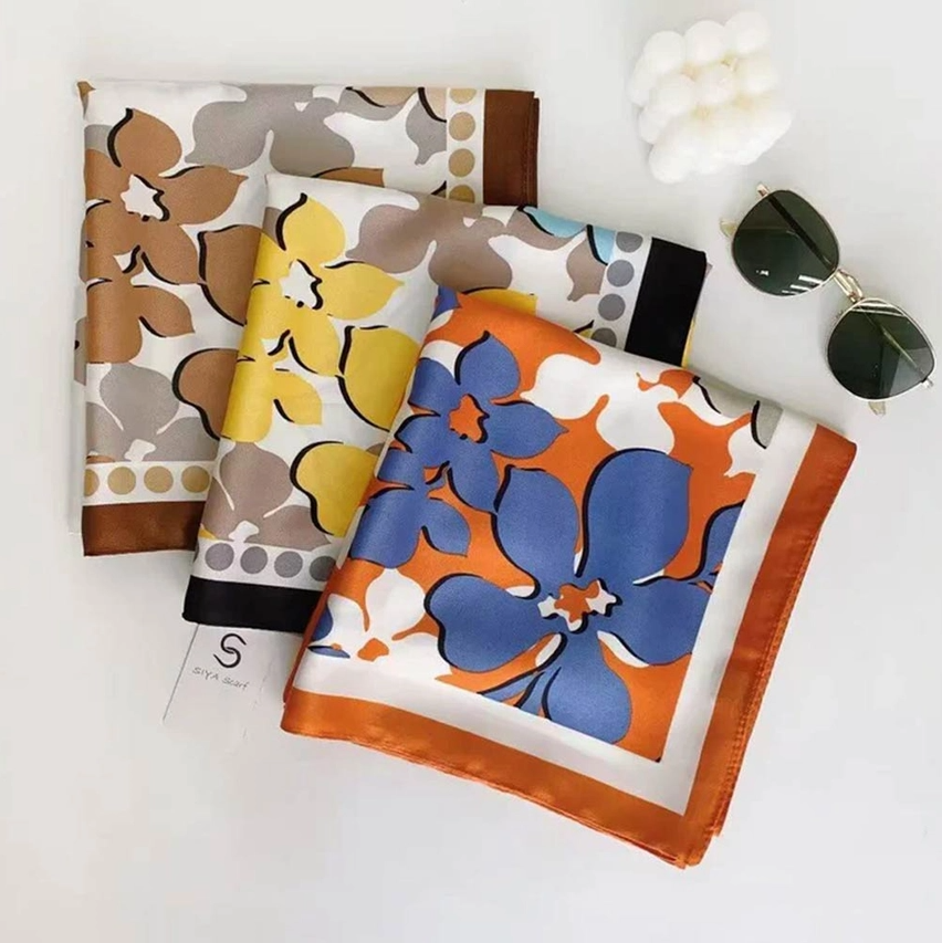 Floral Silk Feel Square Scarf - 13 Hub Lane   |  