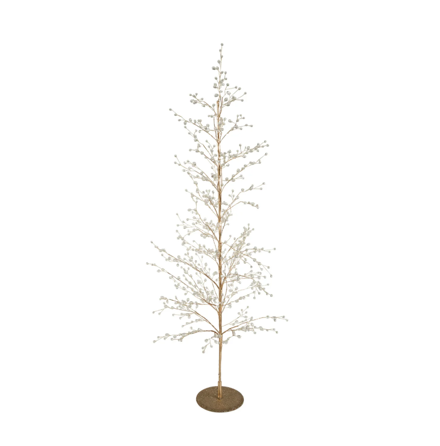 Metal Wire Tree w/ Jewels & Glitter, Gold
