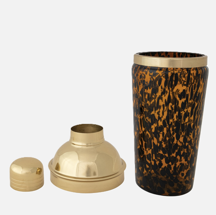 Confetti Glass Cocktail Shaker, Tortoise Shell