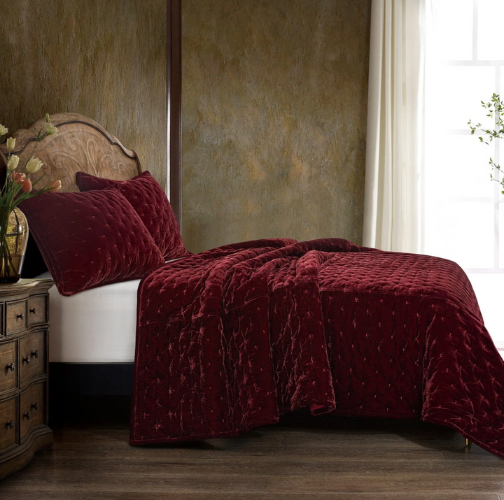 Stella Faux Silk Velvet, Garnet Red - 13 Hub Lane   |  