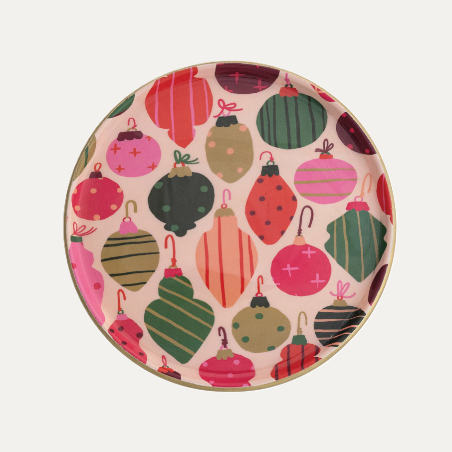Ornament Enameled Pedestal Tray