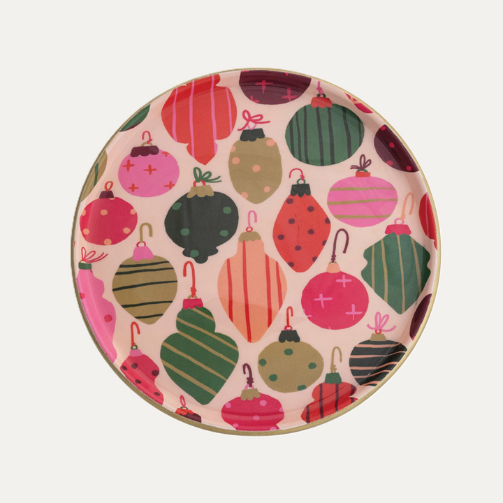 Ornament Enameled Pedestal Tray