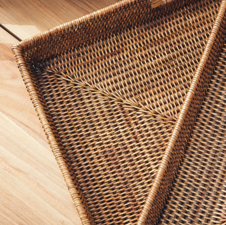 Burma Rattan Ottoman Serving Tray