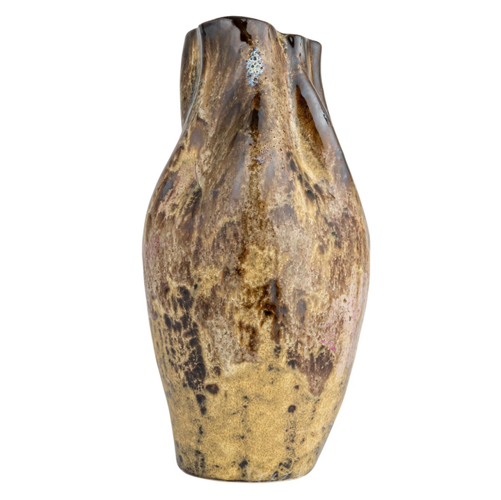 Hand-Painted Stoneware Organic Shaped Vase