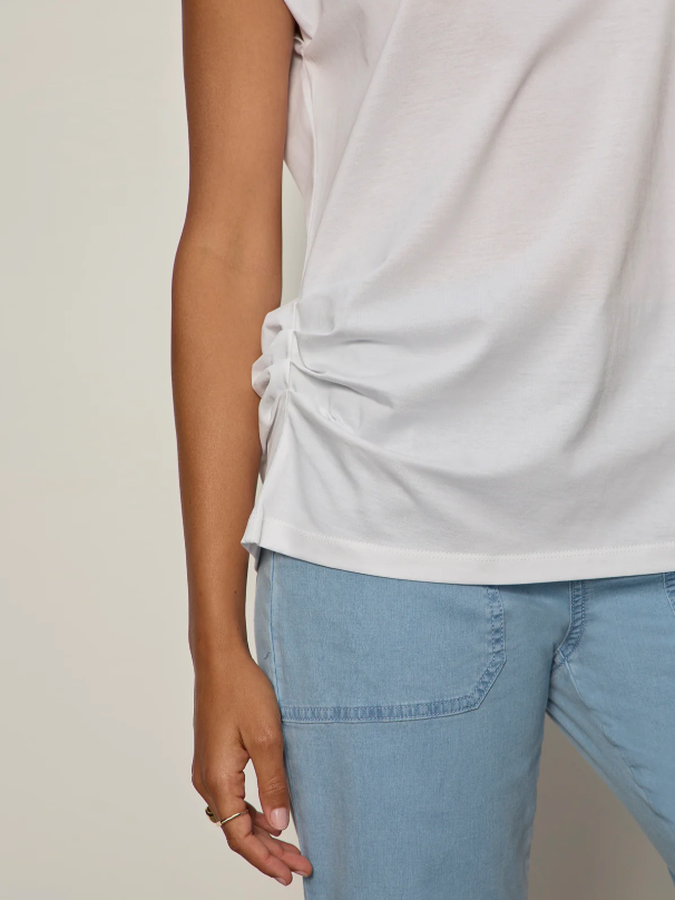 Pleated Muscle Tee, White - 13 Hub Lane   |  