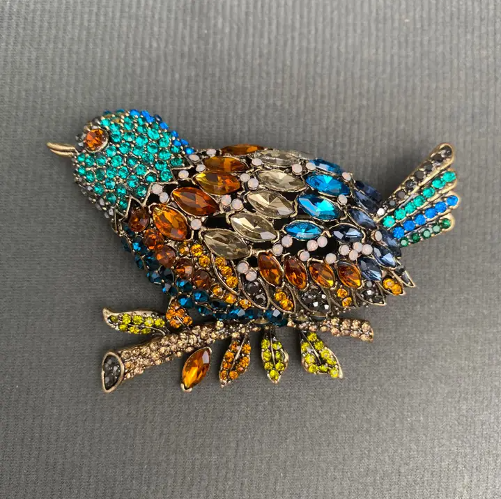 Rhinestone Birds On Tree Branch - 13 Hub Lane   |  Brooches
