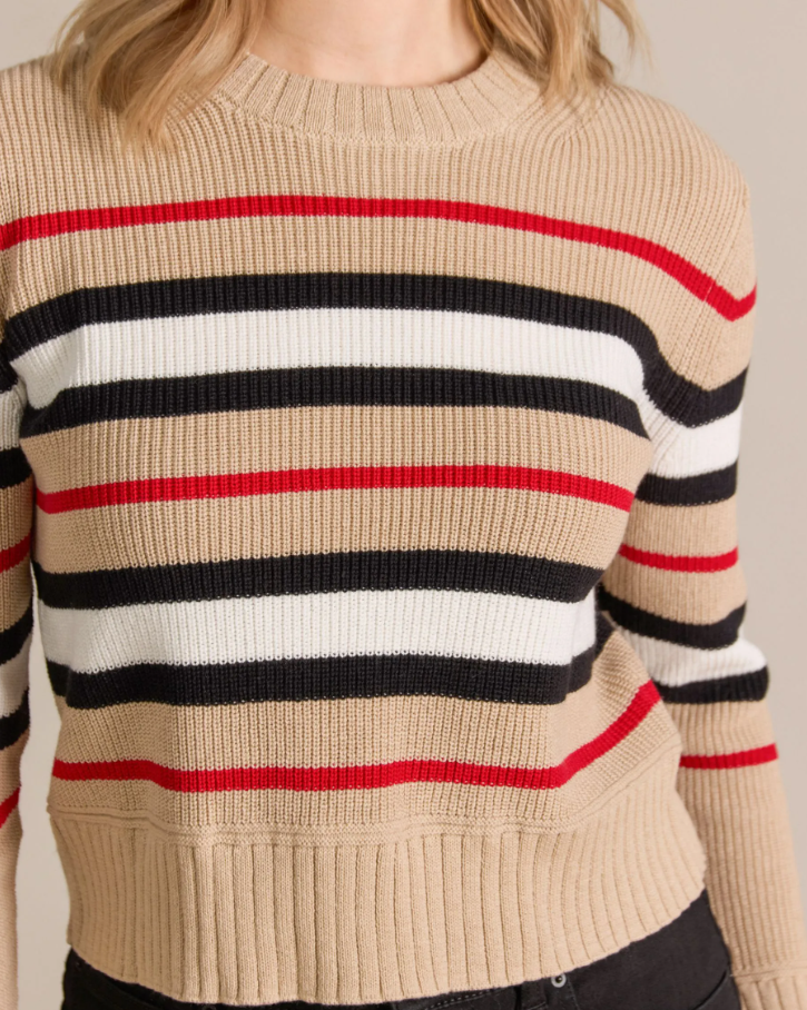 Cotton Cashmere Canterbury Stripe Crew, Palomino