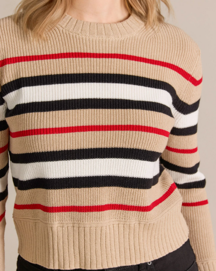 Cotton Cashmere Canterbury Stripe Crew, Palomino