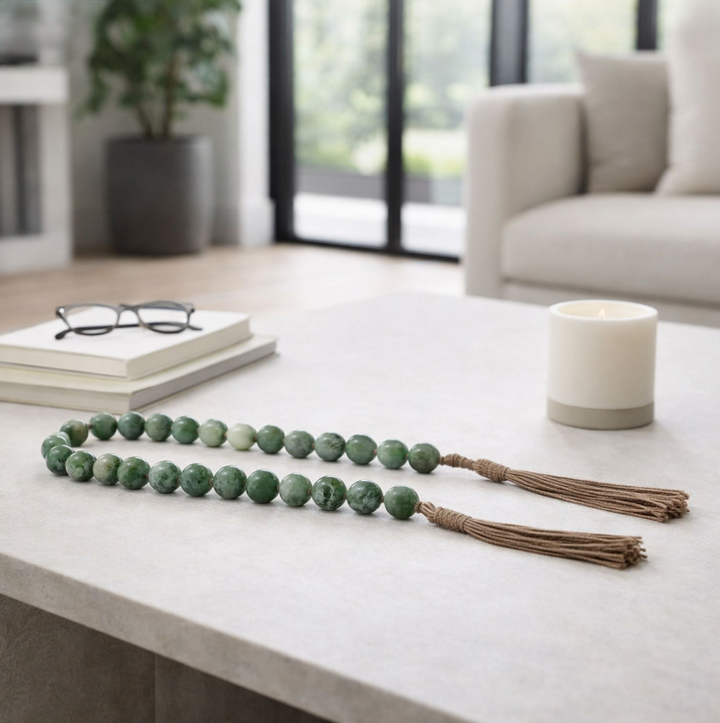 Green Resin Cylinder Beaded Garland