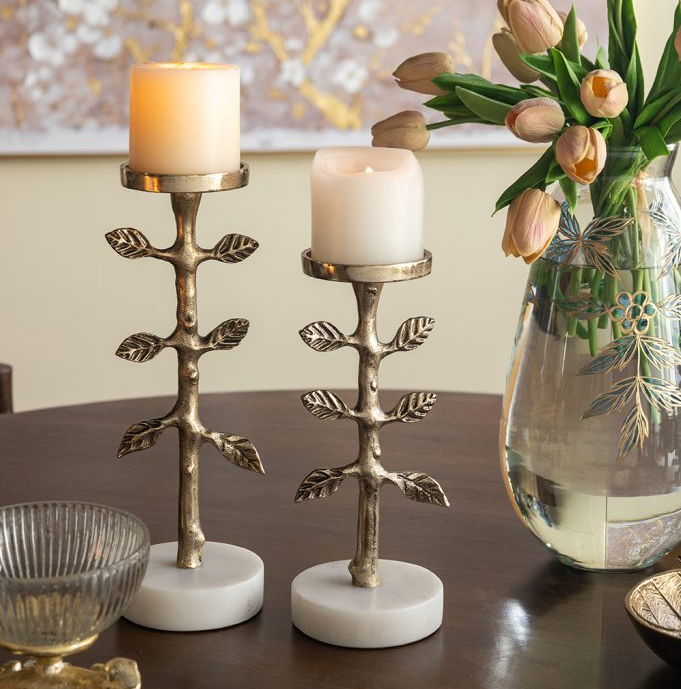 Gold Branch & Marble Pillar Holder - 13 Hub Lane   |  