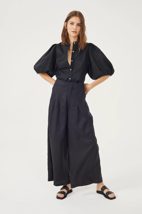 Culotte Linen Pants, Black - 13 Hub Lane   |  