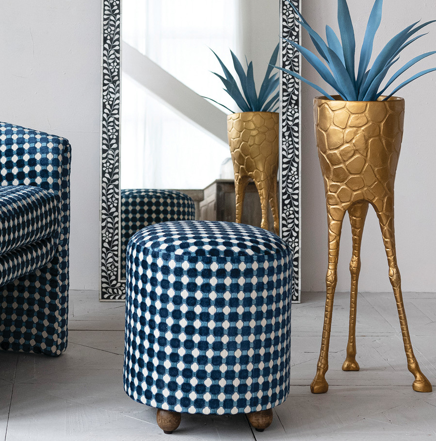 Dotted Burnout Velvet Stool
