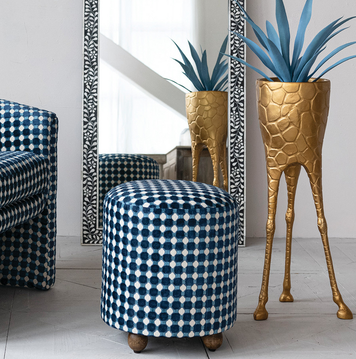 Dotted Burnout Velvet Stool