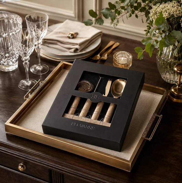 Sheffield Travertine Bar Utensil 4PC Set
