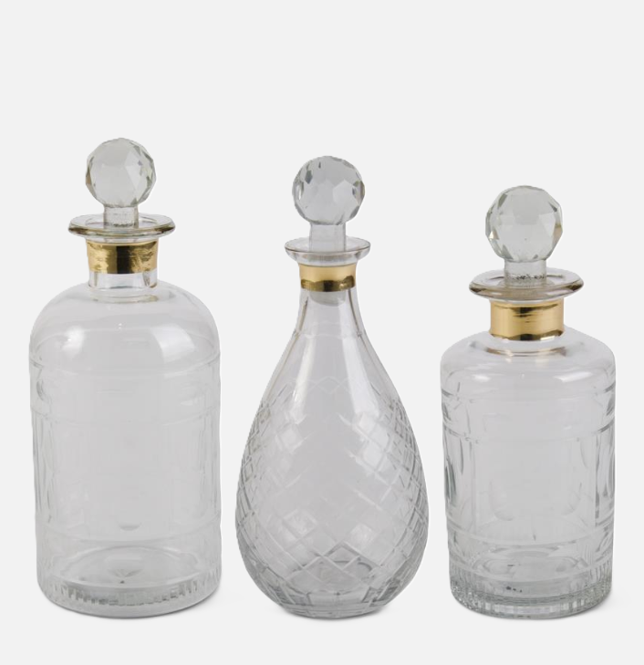 Glass Decanter w/ Gold Trim