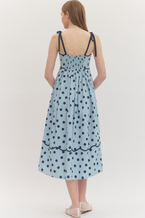 Polka Dot Midi Dress, Blue