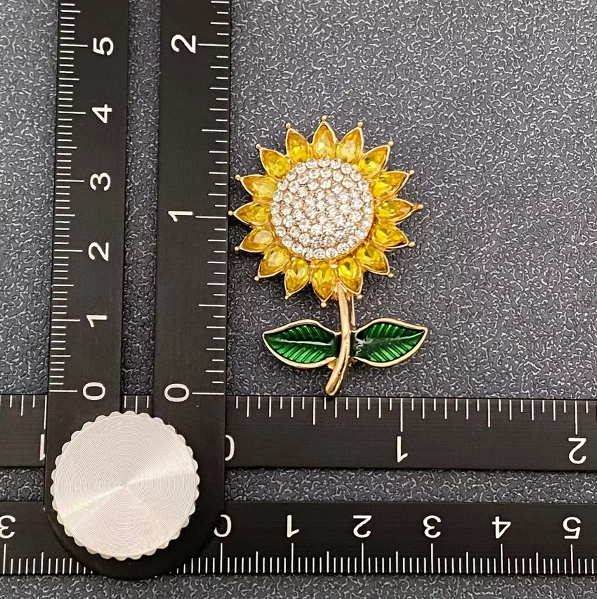 Rhinestone Sunflower Brooch - 13 Hub Lane   |  Brooches