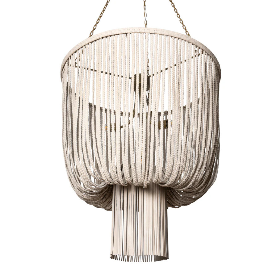 Nalani Chandelier, Cream - Stone Leather - 13 Hub Lane   |  Chandeliers
