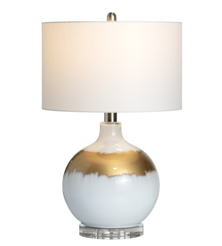 Dana Reverse Painted Table Lamp, White Gold - 13 Hub Lane   |  Glass Table Lamps