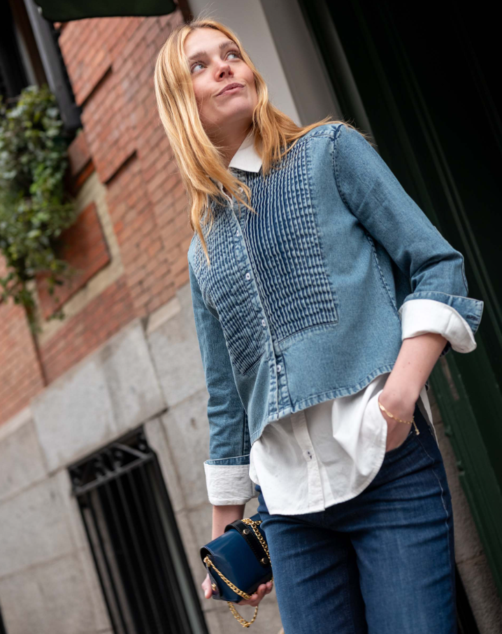 Chambray Tuxedo Shirt, Stonewash