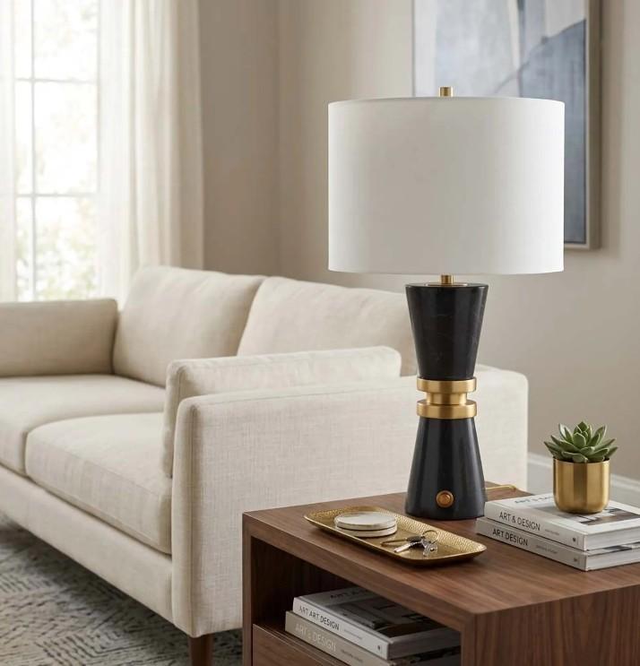 Elgon Marble Table Lamp, Black