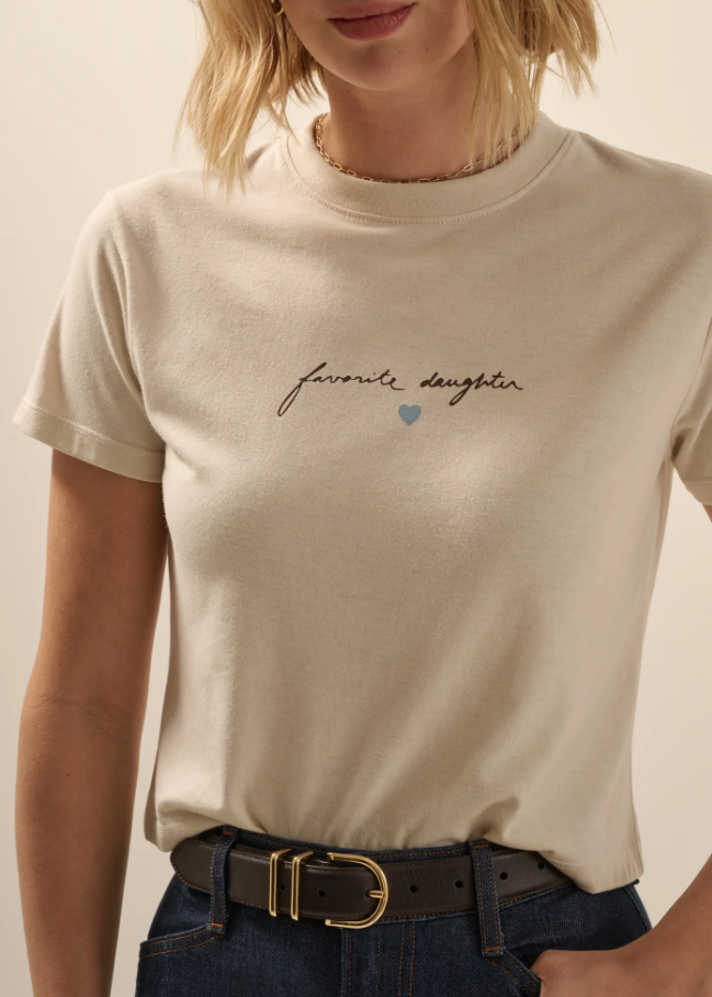 Favorite Daughter Cropped Signature Tee, Pumice & Espresso