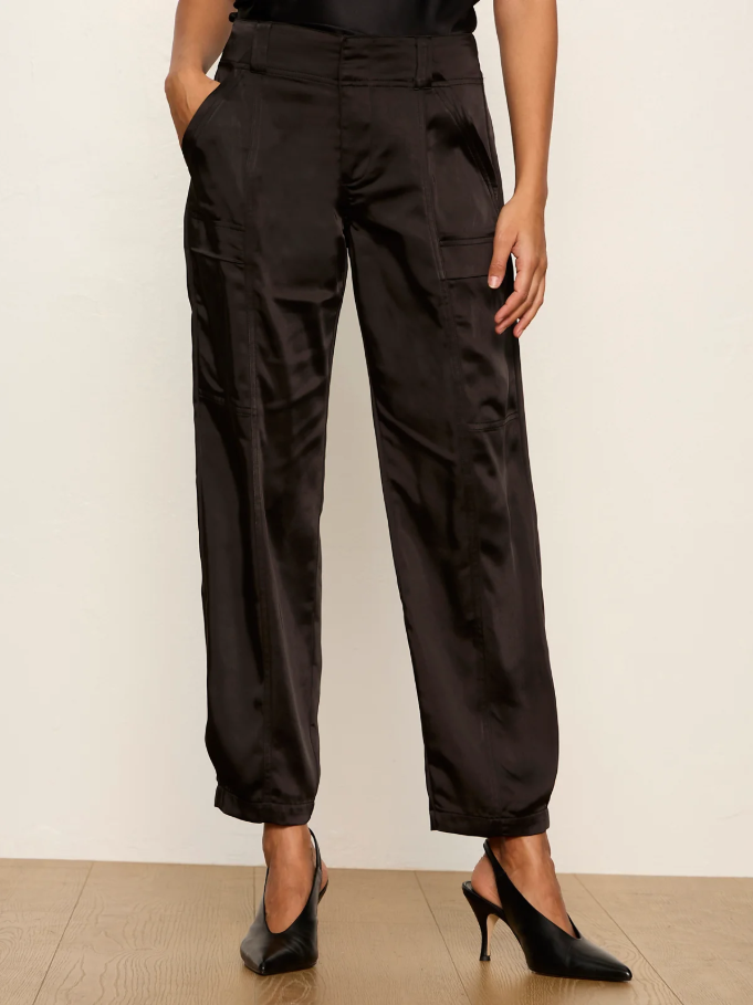 Sphere Satin Pants, Black