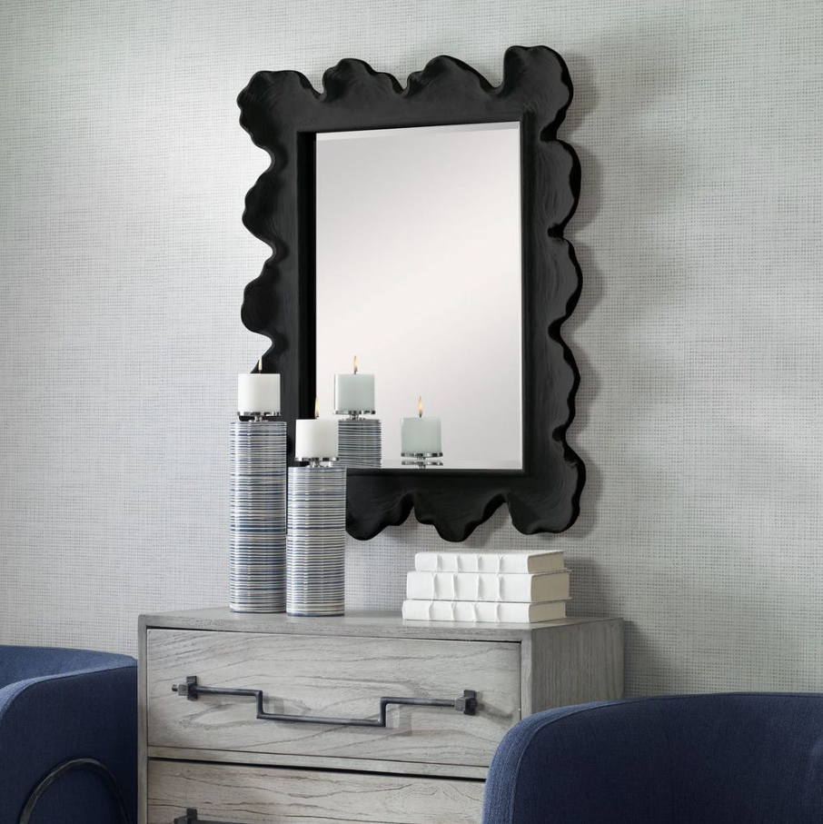 Sea Coral Mirror, Black - 13 Hub Lane   |  Rectangular Wall Mirrors