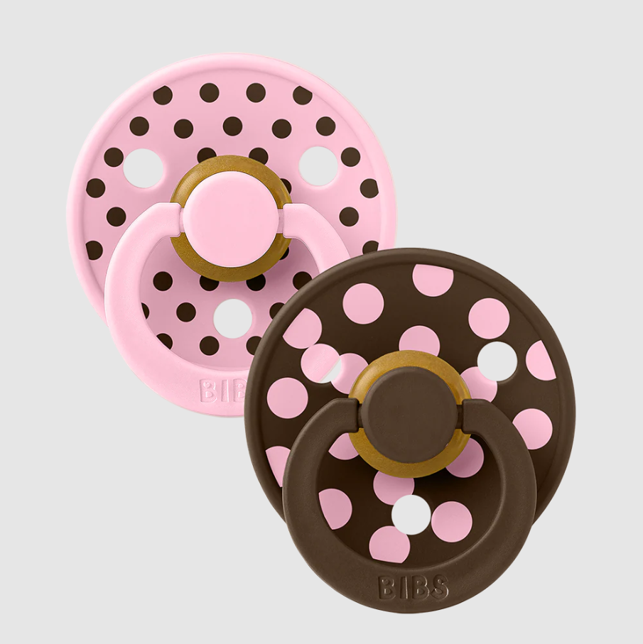 STUDIO Colour Pacifiers 2 Pack Polka,  Baby Pink & Mocha