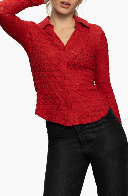 Dreamgirl Lace Button-Up, Red Energy - 13 Hub Lane   |  Button-Ups