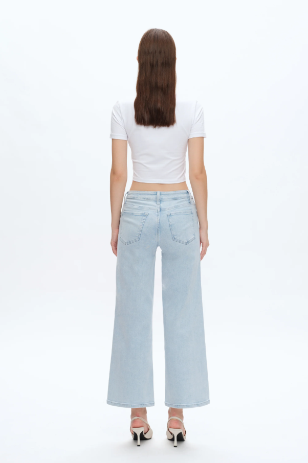 Lisa Mid Rise Wide Leg Jeans, Wathet