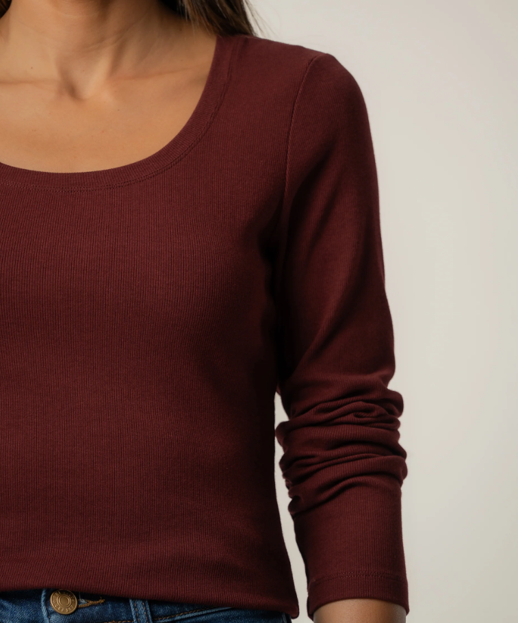 Kut From the Kloth Sarah Rib Knit Top, Merlot