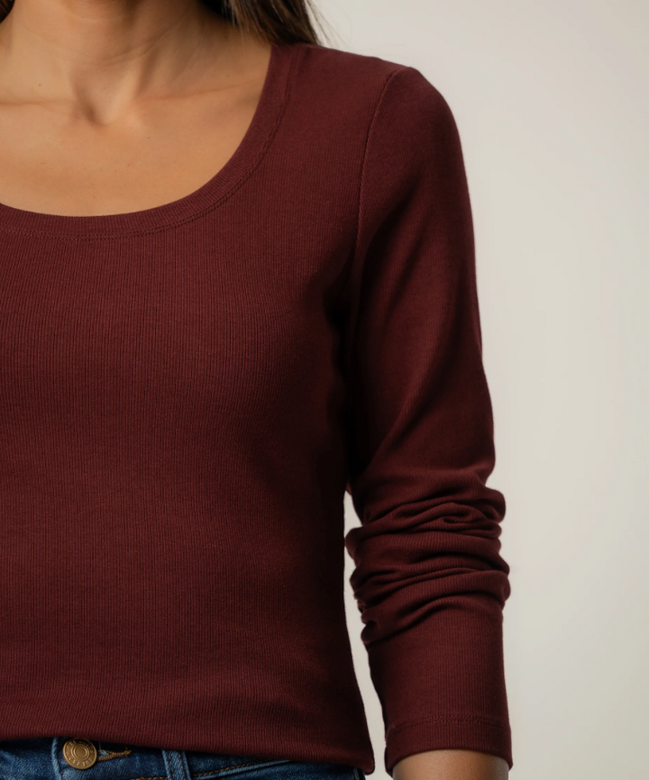 Kut From the Kloth Sarah Rib Knit Top, Merlot